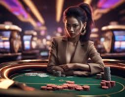 Live Speed Baccarat table with dealer and player hands